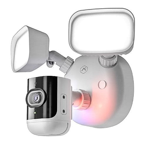 Alarm.com 4MP Floodlight Camera for Outdoors, 3000-Lumen, Onboard Recording, 2-Way Audio, White
